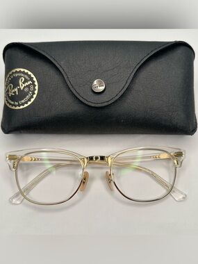 Ray-Ban Clubmaster Optics - Clear Over Gold Wireframe Eyeglasses
